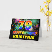 79e verjaardag: Vet, Plezier, Vuurwerk, Regenboog Kaart (Gele Bloem)