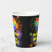 79e verjaardag: Vuurwerk Fun Pattern + Regenboog 7 Papieren Bekers (Links)