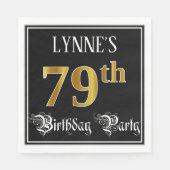 79th Birthday Party — Fancy Script, Faux Gold Look Servet (Voorkant)
