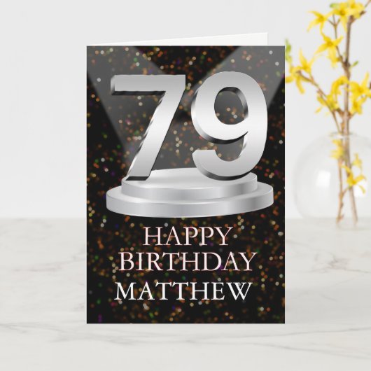 79th Birthday Spotlights Ajouter une carte de nom (Fleur jaune)