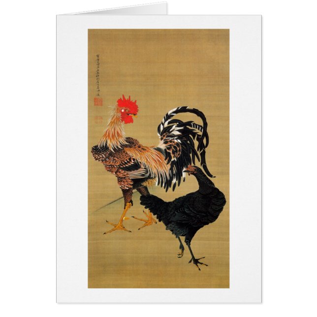 7. 大 鶏 雌 雄 図, 冲 Couple de Poulets, Jakuchu, 若 (Devant)