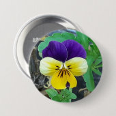 7,6 Cm Badge rond Pansy Violet et Jaune (Devant & derrière)