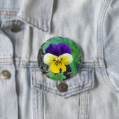 7,6 Cm Badge rond Pansy Violet et Jaune (En situation)