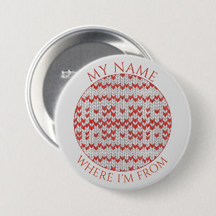 7,6 Cm Bouton badge étiquette nom rond en tricot nordique