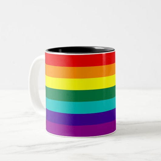 7 bandes Arc-en-ciel Gay pride Drapeau Mug (Devant gauche)
