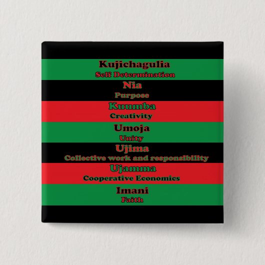 7 Beginselen van de Kwanzaa-Button Vierkante Button 5,1 Cm (Voorkant)