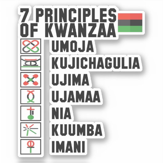 7 Beginselen van Kwanzaa , Kiss Cut Sticker (Voorkant)