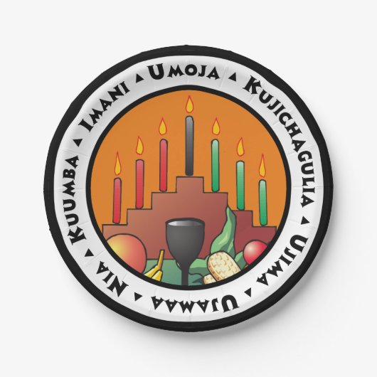 7 Beginselen van Kwanzaa Papieren Bordje (Voorkant)