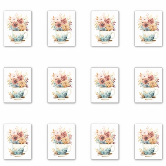 7 Beker van Bloemen Sticker (Voorkant)