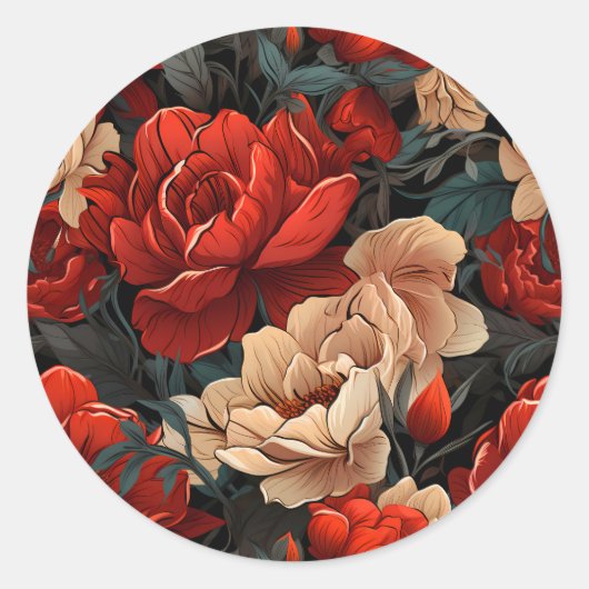 #7 Bloemen patroon Ronde Sticker (Voorkant)