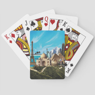 7 cartes de jeu de collage de voyage de merveilles