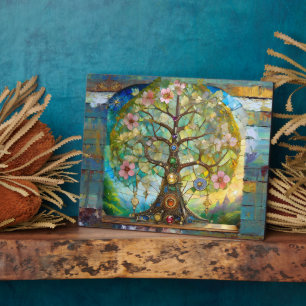 7 Chakra bloeiende levensboom Fotoplaat