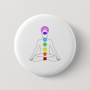 7 Chakra Spirituele Meditation Yoga T-Shirt Ronde Button 5,7 Cm