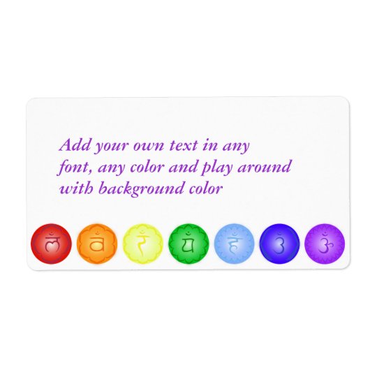 7 Chakra's en hun symbolen Etiket (Voorkant)