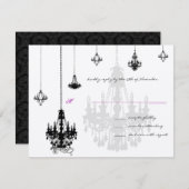 7 Chandeliers Noirs Mariage Cartes RSVP (Devant / Derrière)