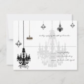 7 Chandeliers Noirs Mariage Cartes RSVP (Devant)