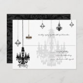 7 Chandeliers Noirs Mariage Cartes RSVP (Devant / Derrière)