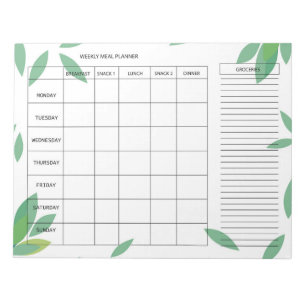 7-daagse wekelijkse maaltijdplanner – Verse groene Notitieblok