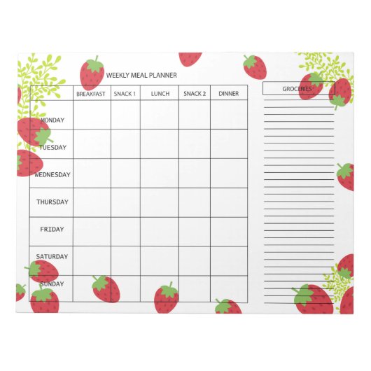 7-Day Weekly Meal Planner – Fresh Strawberry Notitieblok (Voorkant)