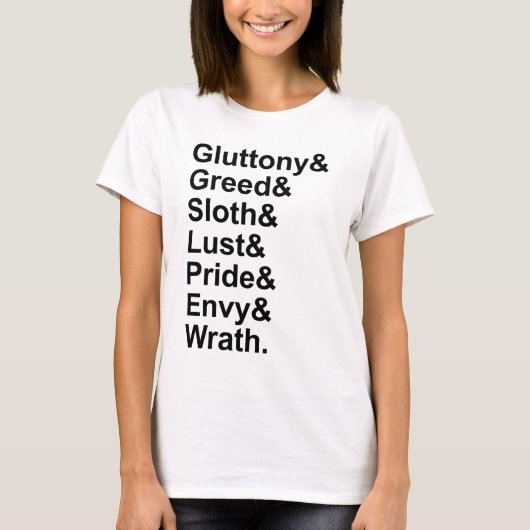 7 doodzonnen - Pride Gluttony Lust Wrath Envy T-shirt (Voorkant)