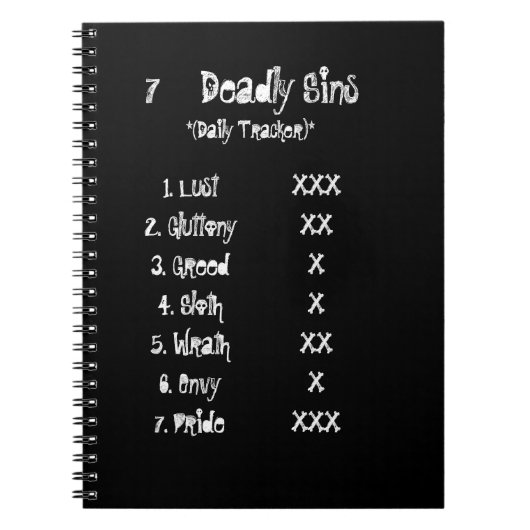 7 doodzonnen T-shirt Notitieboek (Voorkant)