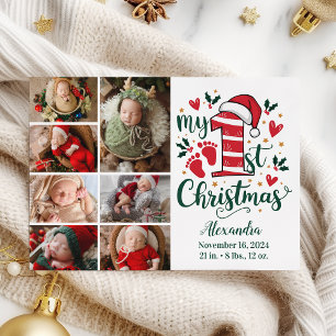 7 Foto Candy Cane Baby 1st Christmas Feestdagenkaart