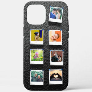 7 Foto Collage Black Leather Modern iPhone 12 Pro Max Hoesje