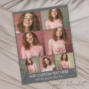 7 Foto Collage - Modern Minimaal Houtskoolwit Fleece Deken