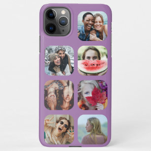 7 Foto Collage Paarse Square Sjabloon iPhone Case 11Pro Max Hoesje