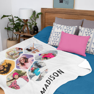 7 Foto Hexagonaal Collage Modern Naam Sherpa Deken