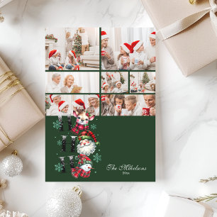 7 Foto Retro Kerstman & Vrienden Kerstmis Feestdagenkaart