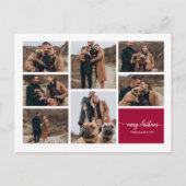 7 Foto's Collage Elegant Script Merry Kerstmis Briefkaart (Voorkant)