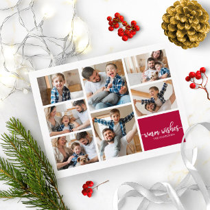 7 Foto's Warm Wishes Modern Collage Kerstmis Briefkaart