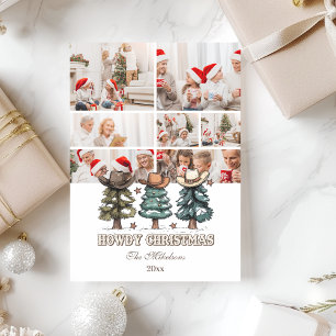 7 foto's Western Howdy Kerstmis Feestdagenkaart