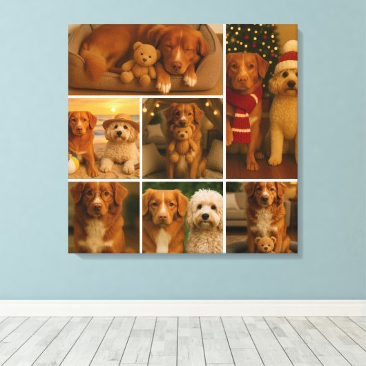 7 Fotosjabloon Collage gepersonaliseerd Canvas Afdruk (Insitu (Houten vloer))