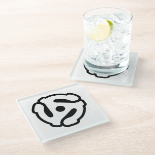 7-inch 45-pm vinyladapter invoegspin glazen onderzetter