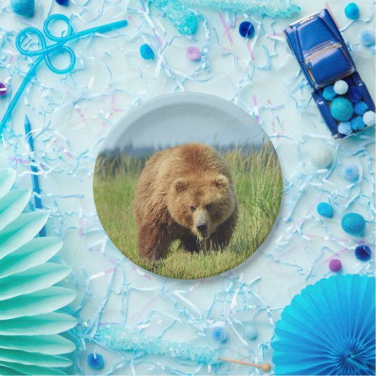 7-inch Bord papier met grizzly beer (Feest)