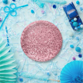 7-inch Bord Roos Gold Glitter met rond papier (Feest)