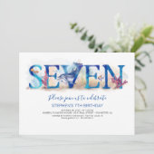 7 Invitation d'anniversaire Bleu profond sous la v (Debout devant)