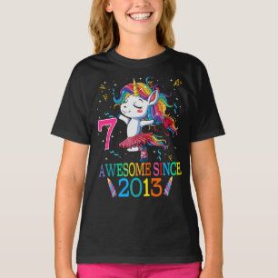 7 jaar oud 7e verjaardag Unicorn Dabbing T-shirt