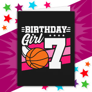 7 Jaar Oud Basketbal Party 7e Verjaardag Meisje Kaart