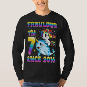 7 Jaar Oud Eenhoorn Narwhal Meisje 7e Verjaardag M T-shirt