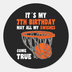 7 Jaar Oud Gelukkig 7e Verjaardag Basketbal 7e Geb Ronde Sticker