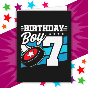 7 Jaar Oud Hockey Party Thema 7e Verjaardag Jongen Kaart