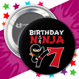 7 Jaar Oud Karate Ninja Party Kinder 7e Verjaardag Ronde Button 5,7 Cm