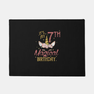 7 jaar oud meisje van de geboorte Gift Unicorn 7th Deurmat