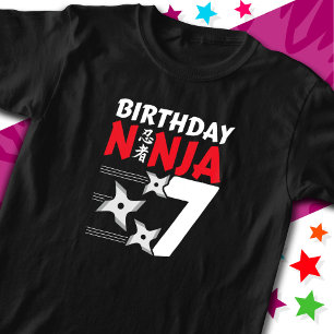 7 Jaar Oud Ninja Party Sterren Kinder 7e Verjaarda T-shirt