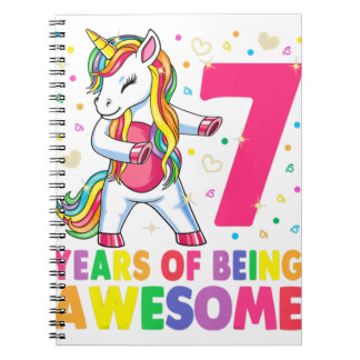 7 jaar oud Unicorn Floss7th Birthday Girl Uni Notitieboek