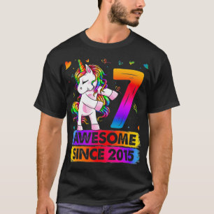 7 jaar oud Unicorn Floss7th Birthday Girl Uni T-shirt