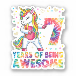 7 jaar oud Unicorn Flossing 6th Birthday Girl Uni Sticker